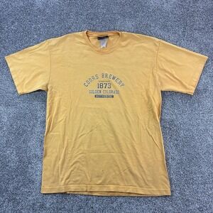 Vintage Coors Brewery Shirt Mens Large Yellow Alcohol Drinking Colorado JanSport